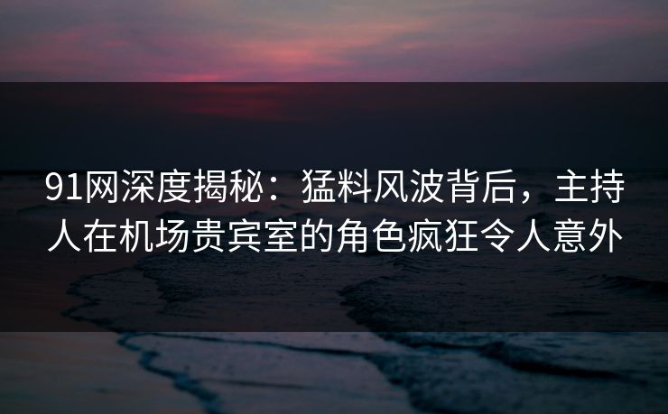 91网深度揭秘：猛料风波背后，主持人在机场贵宾室的角色疯狂令人意外
