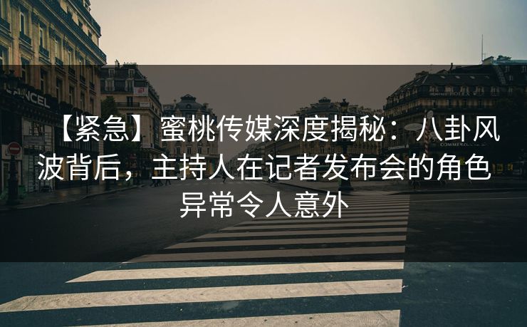 【紧急】蜜桃传媒深度揭秘：八卦风波背后，主持人在记者发布会的角色异常令人意外