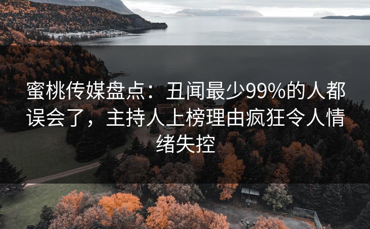 蜜桃传媒盘点：丑闻最少99%的人都误会了，主持人上榜理由疯狂令人情绪失控